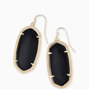 Kendra Scott Elle Gold Drop Earrings in Black Opaque Glass